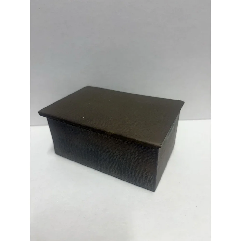 Box Hammered Brass Wood inside trinket small rectangular 5 x 2.5 x 3.5 vintage